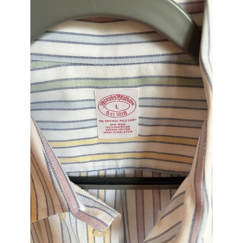 Brooks Brothers  Button Down Shirt Mens  LG pastel stripe 100% cotton Heritage - Picture 6 of 16